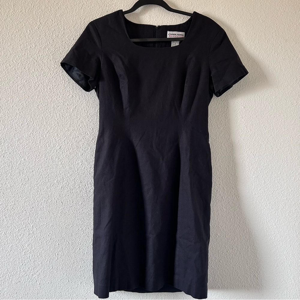 CAROL HORN VTG Women’s Linen Cotton Blend Dress 6 Black Work Wear Party Vacation